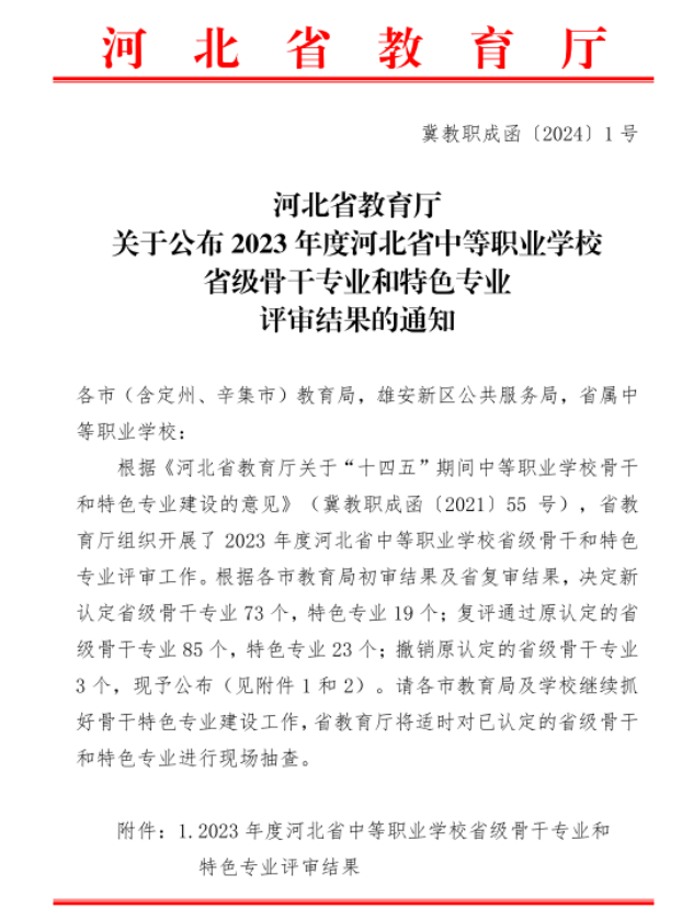 石家莊天使護士學校護理專業被河北省教育廳評定為省級骨干專業